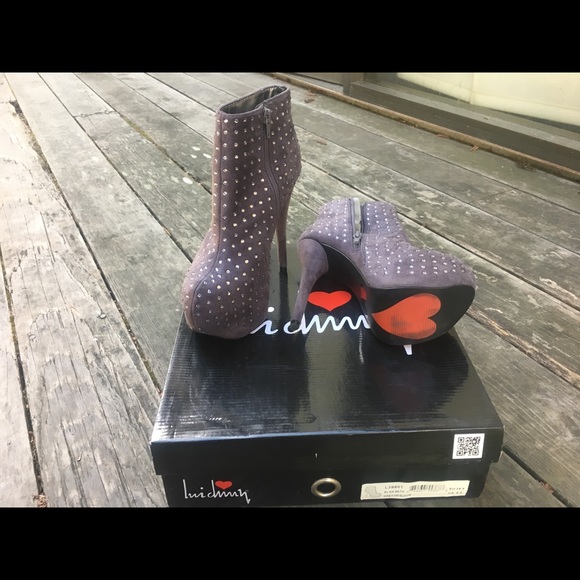 High heeled embellished platform booties - Picture 1 of 5